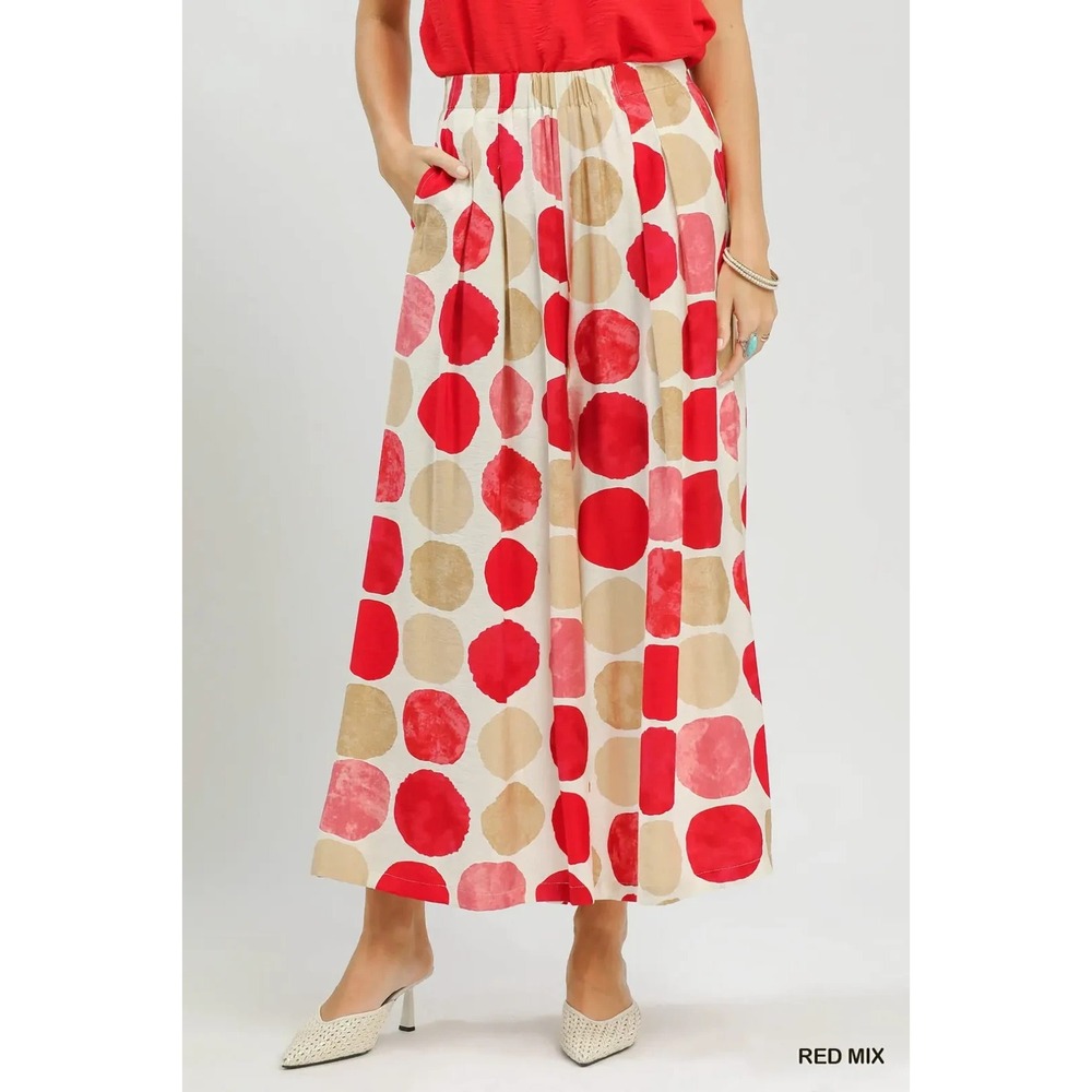 Umgee Dot Print‎ Wide Leg Pants - Small